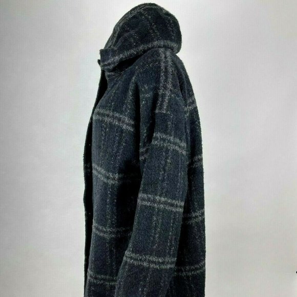 Eileen Fisher Chash Alpaca Blend Hooded Coat Lined Pockets Plaid Women XL NWT - Picture 11 of 16